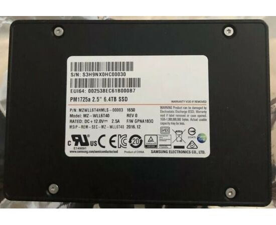 SSD диск для сервера Samsung PM1725a 6.4ТБ 2.5" U.2 NVMe PCIe 3.0 x4 TLC MZ-WLL6T40, фото 