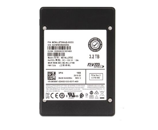 SSD диск для сервера Samsung PM1725b 3.2ТБ 2.5" U.2 NVMe PCIe 3.0 x4 TLC MZWLL3T2HAJQ-000D3, фото 