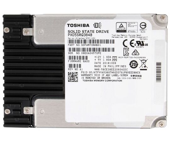 SSD диск для сервера Toshiba PX05SR 3.84ТБ 2.5" SAS 12Gb/s MLC SDFAM70NHB01, фото 