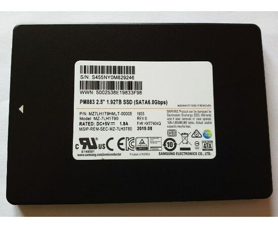 SSD диск для сервера Samsung PM883 1.92ТБ 2.5" SATA 6Gb/s TLC MZ-7LH1T90, фото 