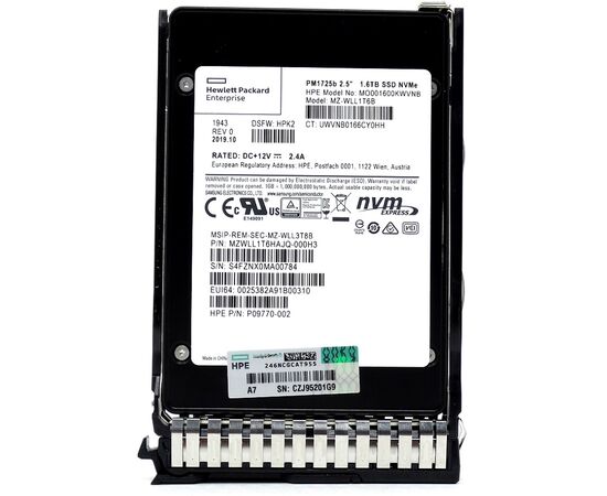 SSD диск для сервера Samsung PM1725b 1.6ТБ 2.5" U.2 NVMe PCIe 3.0 x4 TLC MZ-WLL1T6B, фото 