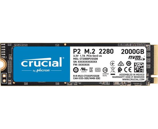 SSD диск CRUCIAL CT2000P2SSD8 P2 2TB PCIe G3 1x4 / NVMe M.2, фото 