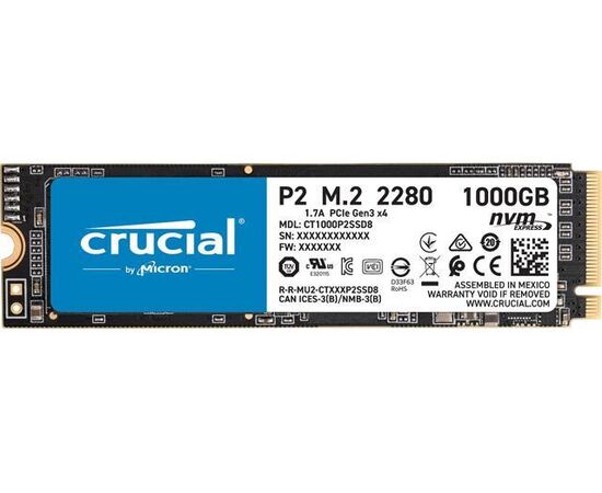 SSD диск CRUCIAL CT1000P2SSD8 P2 1TB PCIe G3 1x4 / NVMe M.2, фото 