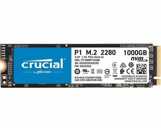 SSD диск CRUCIAL CT1000P1SSD8 P1 1TB PCIe G3 1x4 / NVMe M.2, фото 