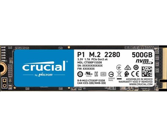 SSD диск CRUCIAL CT500P1SSD8 P1 500GB PCIe G3 1x4 / NVMe M.2, фото 