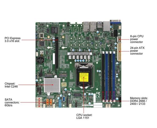 Материнская плата Supermicro MBD-X11SCM-F, фото , изображение 2