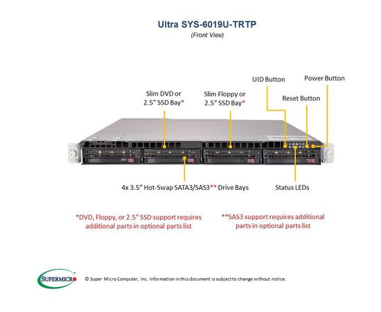 Серверная платформа Supermicro SYS-6019U-TRTP, фото 
