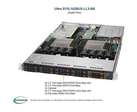 Серверная платформа Supermicro SYS-1028UX-LL3-B8, фото 