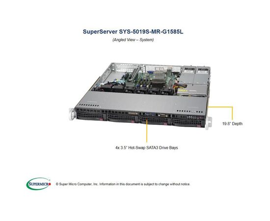 Серверная платформа Supermicro SYS-5019S-MR-G1585L, фото 