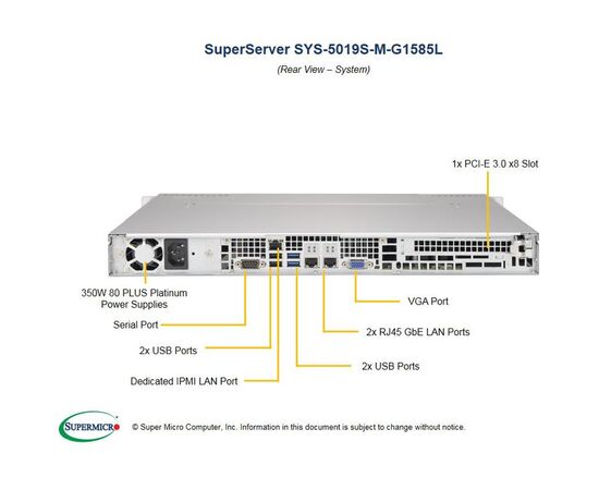 Серверная платформа Supermicro SYS-5019S-M-G1585L, фото 