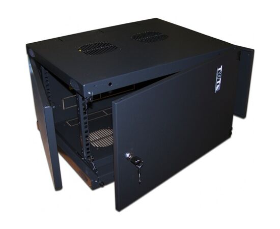 Шкаф настенный LANMASTER Next TWT-CBWNM-9U-6x6-BK, 9U, 550x600, металлическая дверь, черный, фото 