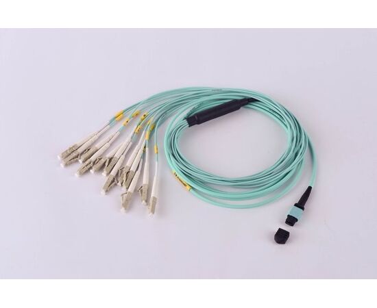 Сборка кабельная LANMASTER, MPO-12LC, OM4, 2 м, розовая (LAN-12M-12LC/OM4-2.0), фото 