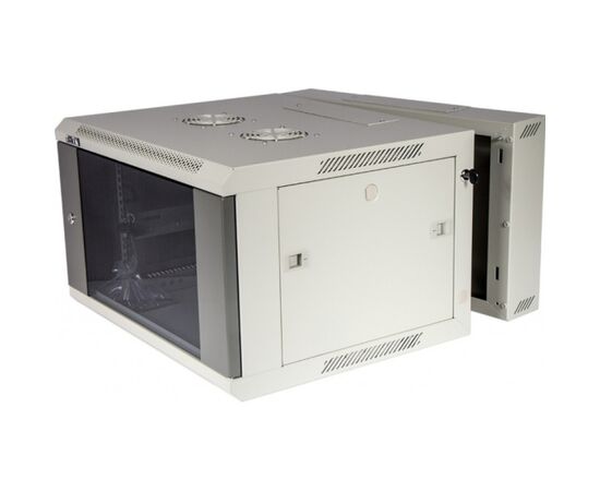 Шкаф настенный LANMASTER Pro TWT-CBW3G-6U-6x6-GY, 6U, 600x600, со стеклянной дверью, серый, фото 