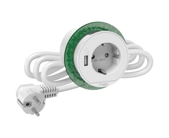Блок розеточный SCHNEIDER ELECTRIC UNICA SYSTEM+ Розетка (2К+З)+USB тип А БЕЛЫЙ, фото 