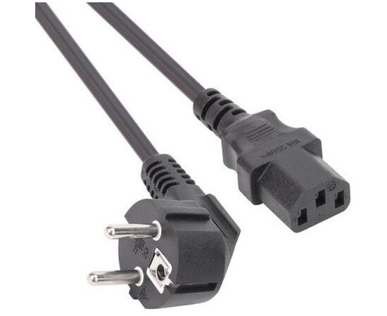 Кабель VCOM компьютер/розетка 220V ( угловая Евровилка)  3G*0,5mm2 , 1.8м, фото 