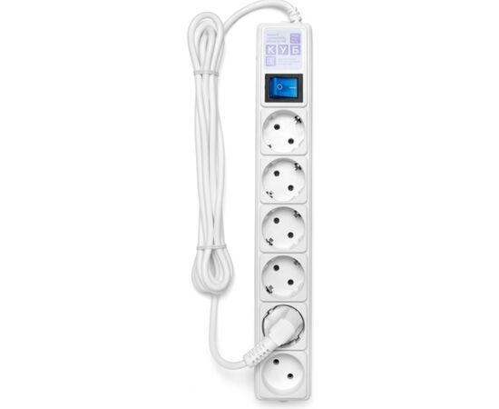 Сетевой фильтр Power Cube 5 м 16А/3,5кВт (белый), фото 