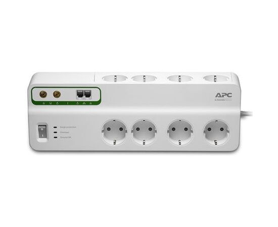 Сетевой фильтр APC PMF83VT-RS, 8 розеток, белый, шнур 3м, защита телефонной и коаксиальной линий, фото 