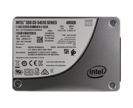 SSD диск для сервера Intel D3-S4510 480ГБ 2.5" SATA 6Gb/s TLC SSDSC2KB480G8, фото 