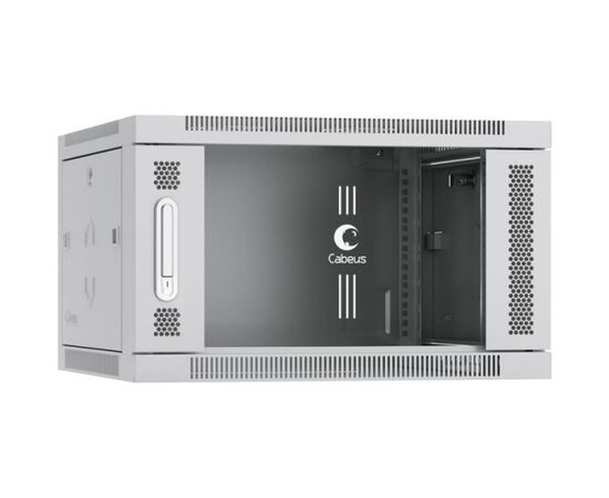Шкаф настенный Cabeus SH-05F-6U60/45 6U 450мм дверь стекло, серый, фото 