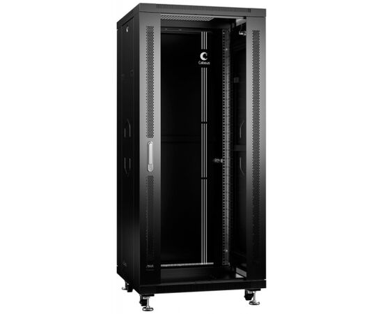 Шкаф серверный Cabeus SH-05C-27U60/80-BK 27U 800мм дверь стекло, черный, фото 
