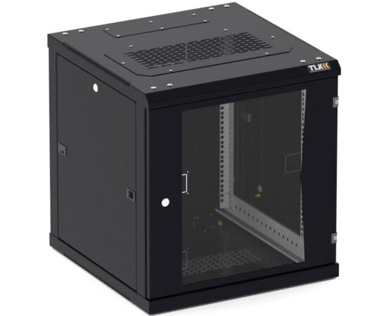 Шкаф настенный TLK CLASSIC II TWC-066045-R-G-BK 6U, 450мм, дверь стекло, черный, фото 