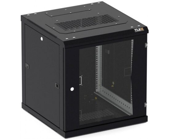 Шкаф настенный TLK CLASSIC II TWC-126045-R-G-BK 12U, 450мм, дверь стекло, черный, фото 