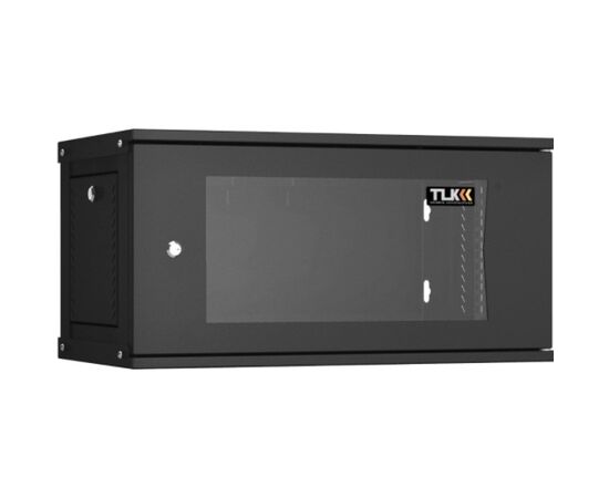 Шкаф настенный TLK LITE TWI-066035-R-G-BK 6U, 350мм, дверь стекло, черный, фото 