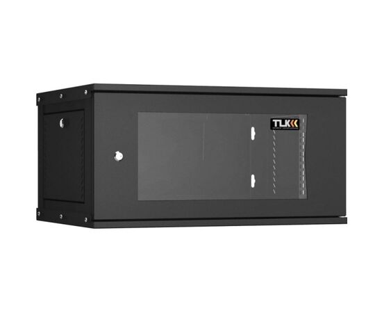 Шкаф настенный TLK LITE TWI-066045-R-G-BK 6U, 450мм, дверь стекло, черный, фото 