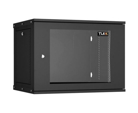 Шкаф настенный TLK LITE TWI-096045-R-G-BK 9U, 450мм, дверь стекло, черный, фото 
