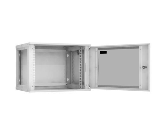 Шкаф настенный TLK LITE TWI-096045-R-G-GY 9U, 450мм, дверь стекло, серый, фото 