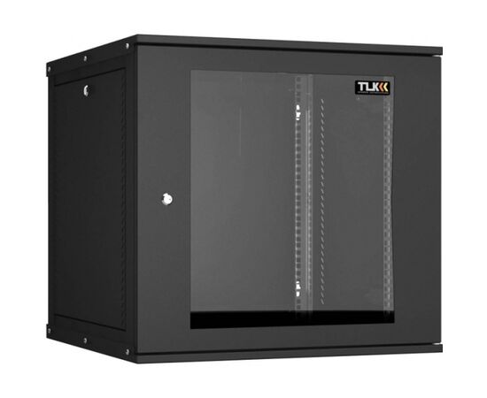 Шкаф настенный TLK LITE TWI-126060-R-G-BK 12U, 600мм, дверь стекло, черный, фото 