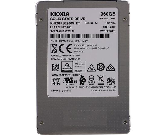 SSD диск для сервера Kioxia HK6-R 960ГБ 2.5" SATA 6Gb/s TLC KHK61RSE960G, фото 