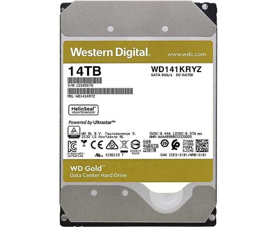 Жесткий диск для сервера WD 14ТБ SATA 3.5" 7200 об/мин, 6 Gb/s, WD141KRYZ, фото 