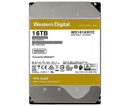 Жесткий диск для сервера WD 16ТБ SATA 3.5" 7200 об/мин, 6 Gb/s, WD161KRYZ, фото 