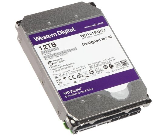 Жесткий диск для видеонаблюдения WD Purple SATA III (6Gb/s) 3.5" 12TB, WD121PURZ, фото , изображение 2