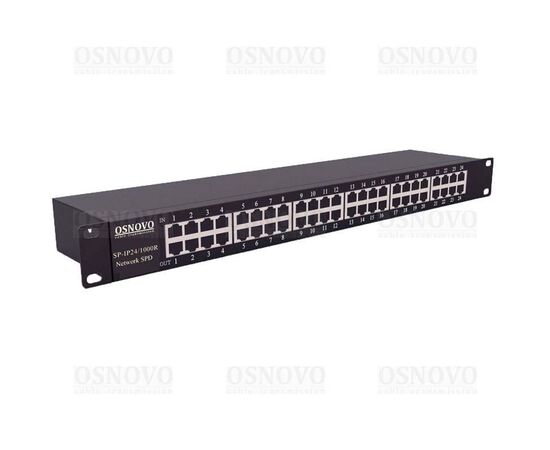 Устройство грозозащиты OSNOVO SP-IP24/1000R для локальной вычислительной сети со скоростью до 1000 Мбит/с на 24 порта, фото 
