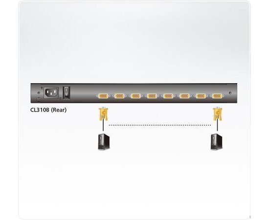 ATEN CL3108NX-8-портовая KVM-консоль с переключателем укороченной глубины, Single Rail, с широкоэкранным ЖК-дисплеем и интерфейсами PS/2-USB, VGA, фото , изображение 3