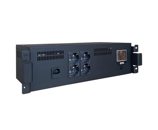 ИБП SVC RTO-1.5K-LCD/RS 1.5кВА/0.9кВт, AVR:165-270В, Вых.разъёмы: 4 розетки Schuko, LCD-дисплей, 3U, короткий корпус, Стоечный 19", фото 