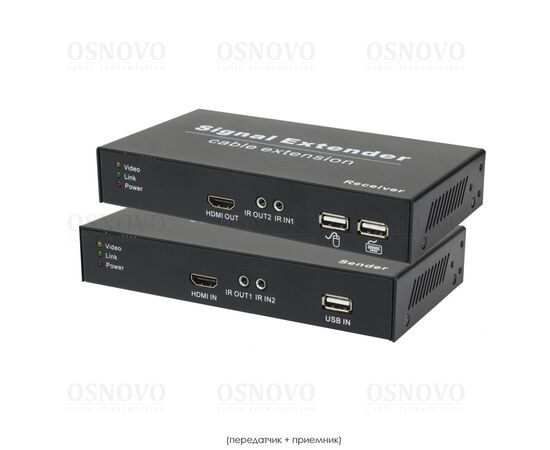 Комплект для передачи HDMI, USB и ИК управления по кабелю витой пары (CAT5e/6) до 150м OSNOVO TA-HiKM+RA-HiKM с разрешением до 4K2K(3840x2160,60Гц), фото 