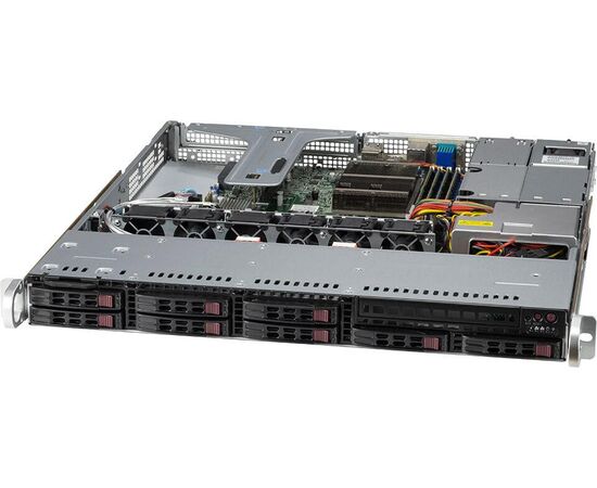 Серверная платформа Supermicro SuperServer 110T-M, 1U - 8x 2.5" SATA (2x 2.5" NVMe) - 1x M.2 - Dual 1GbE - 400W 1+1 Redundant, фото 