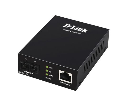 Медиаконвертер D-Link DMC-F15SC/B1A из 100BASE-TX по витой паре в 100BASE-FX по одномодовому волокну (15 км, SC), фото 