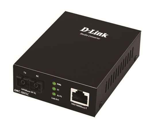 Медиаконвертер D-Link DMC-G02SC/A1A с 1 портом 100/1000Base-T и 1 портом 1000Base-SX с разъемом SC для многомодового оптического кабеля (до 550 м), фото 