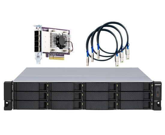 SATA-модуль расширения QNAP TL-R1200S-RP, 12 x 3,5"/2,5", 3 x SFF-8088, стоечное исполнение, 2 блока питания, фото , изображение 3
