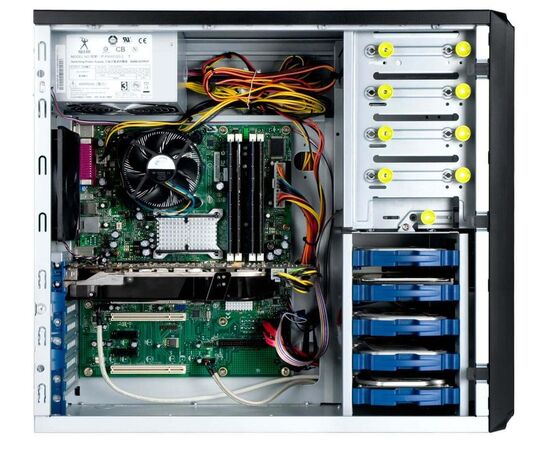 Сервер T100 Intel Xeon E-2388G, 64GB DDR4, LSI MegaRAID SAS 9440-8i, 2x960GB SATA SSD, 4x14TB SAS 7.2k HDD, 2x1Gbit Lan, блок питания 650W, IX-T100A-2388G-S3, фото , изображение 4