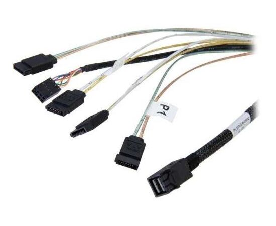 Кабель для контроллера Cable SFF-8643 - 4*SATA (MiniSAS HD -to- 4*SATA), 0.5m (analog LSI00410, LSI00409, 2279800-R), фото 