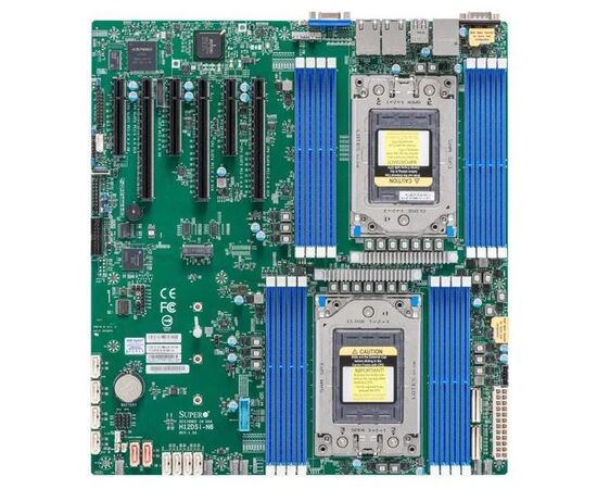 Материнская плата SuperMicro MBD-H12DSI-N6-B EATX Dual Socket (SP3) до 4 ТБ памяти DDR4-3200 МГц DIMM в 16 слотах DIMM, SATA3 6 Гбит/с - 2 x 1GbE LAN, 1x IPMI LAN RJ45, 2 SATA DOM, 3 слота PCI-E 4.0 x16, 3 слота PC, фото 