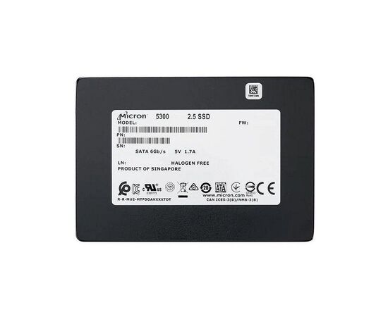 SSD диск для сервера Micron 5300 MAX Enterprise SSD 960GB MTFDDAK960TDT-1AW1ZABYYT 2.5" SATA 6Gb/s, 540/520, IOPS 95K/75K, MTTF 3M MTFDDAK960TDT 3D TLC, фото , изображение 2