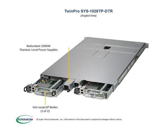 Серверная платформа SuperMicro SYS-1028TP-DTR Twin Barebone Dual CPU, 2-Node, фото , изображение 4