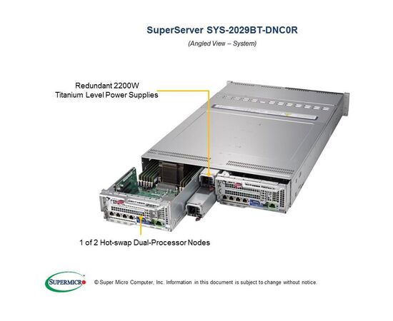 Серверная платформа Supermicro SYS-2029BT-DNC0R Twin Barebone Dual CPU, 2 узла, фото , изображение 3