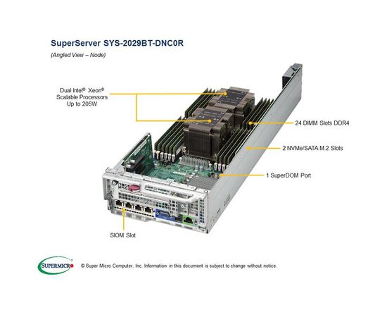 Серверная платформа Supermicro SYS-2029BT-DNC0R Twin Barebone Dual CPU, 2 узла, фото , изображение 4